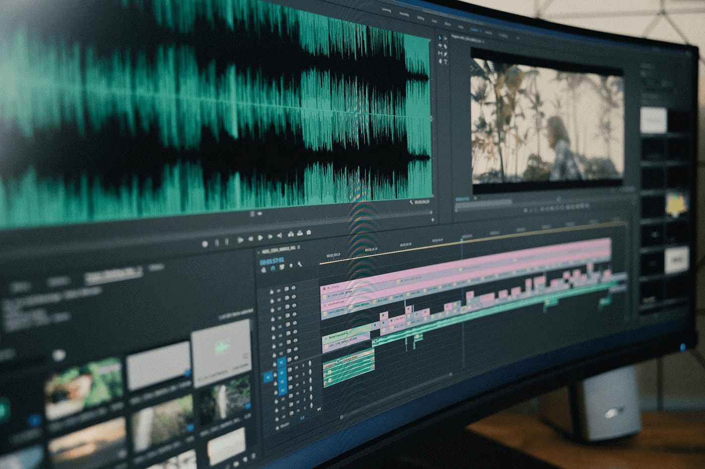 Video editing software interface on monitor - How to Create a Faceless YouTube Channel