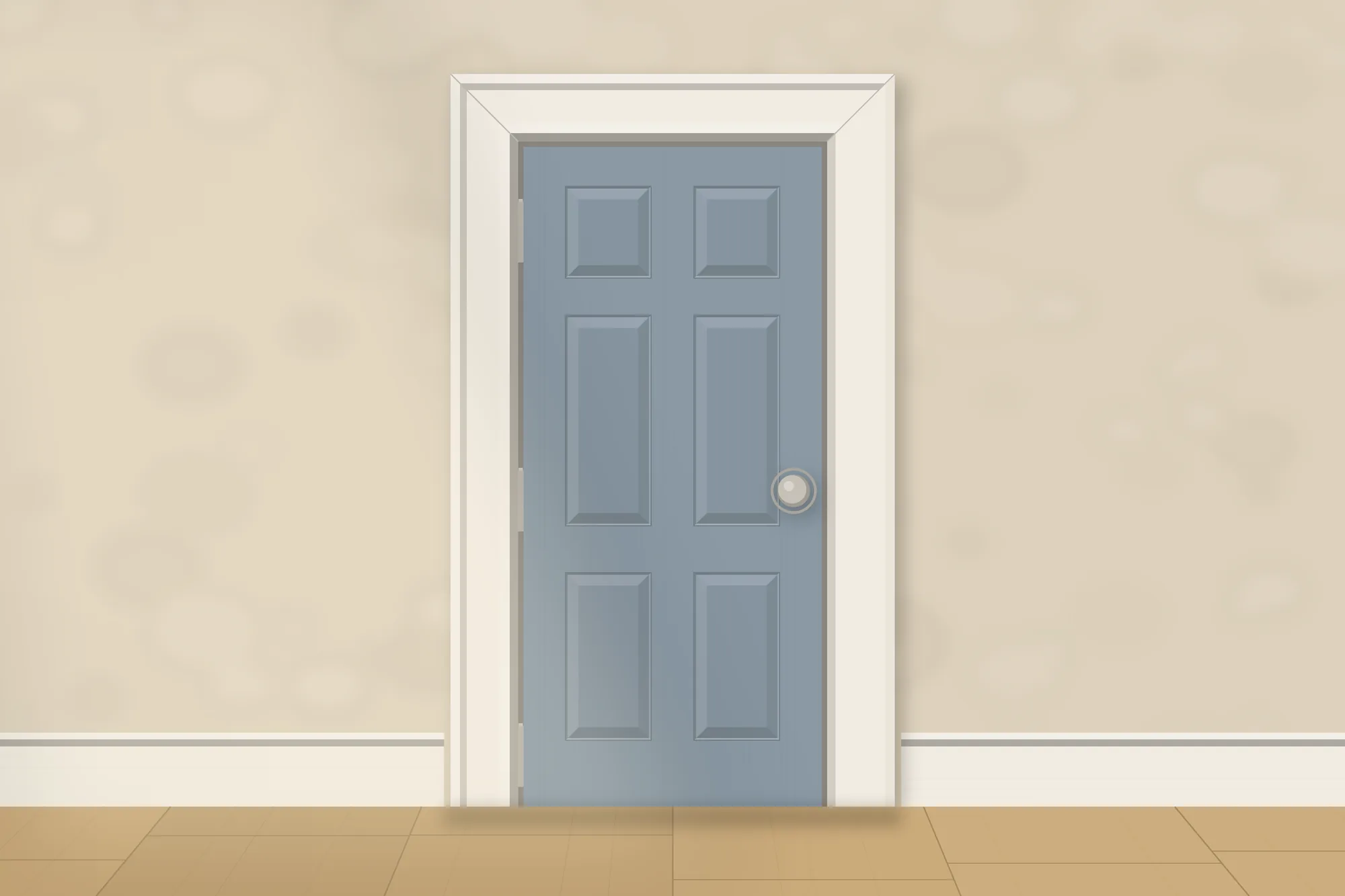 Paneled interior door hanging square in its frame
