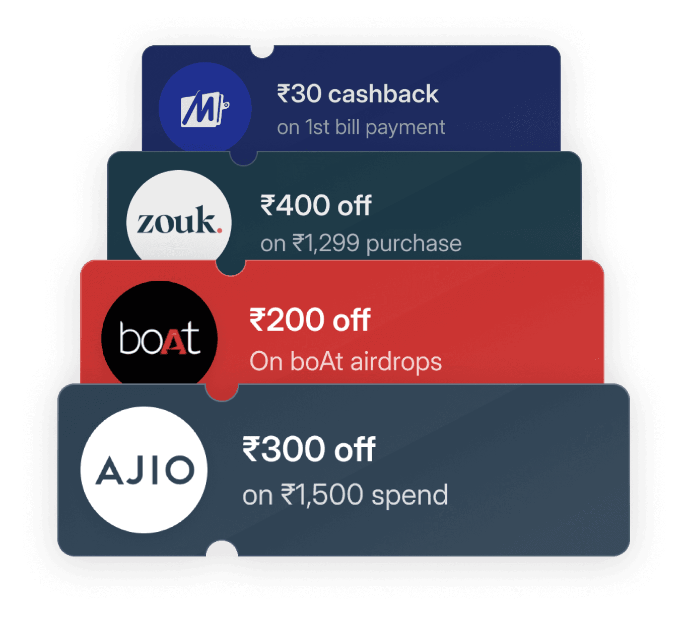 Discount coupons for brands - Ajio, boat, Zouk, Mobikwik