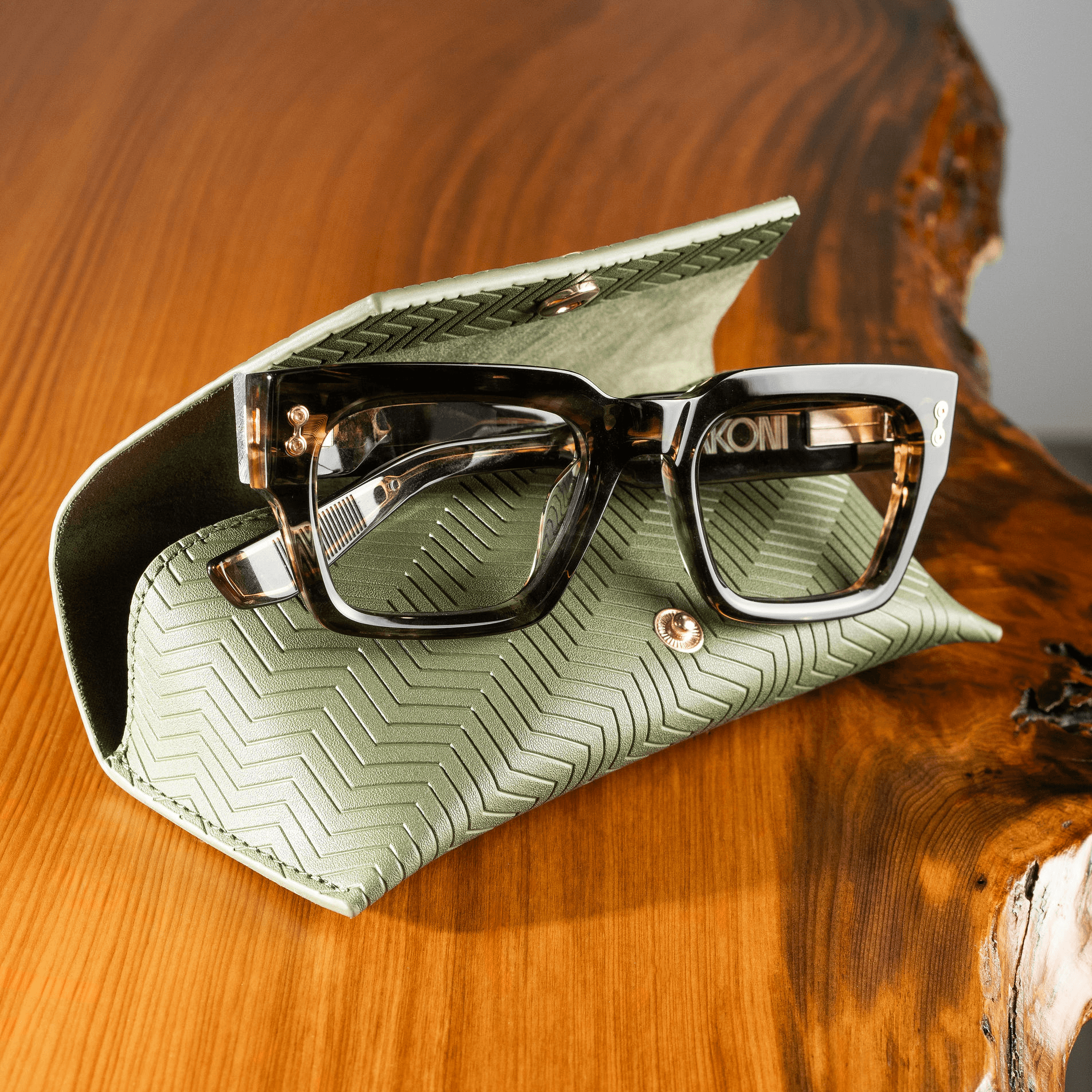 Glasses sittting on glasses case