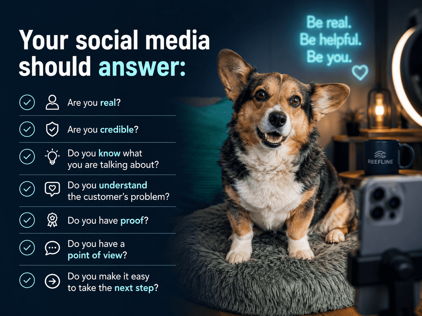 Are you real? Are you credible? Do you know what you are talking about? Do you understand the customer’s problem? Do you have proof? Do you have a point of view? Do you make it easy to take the next step?