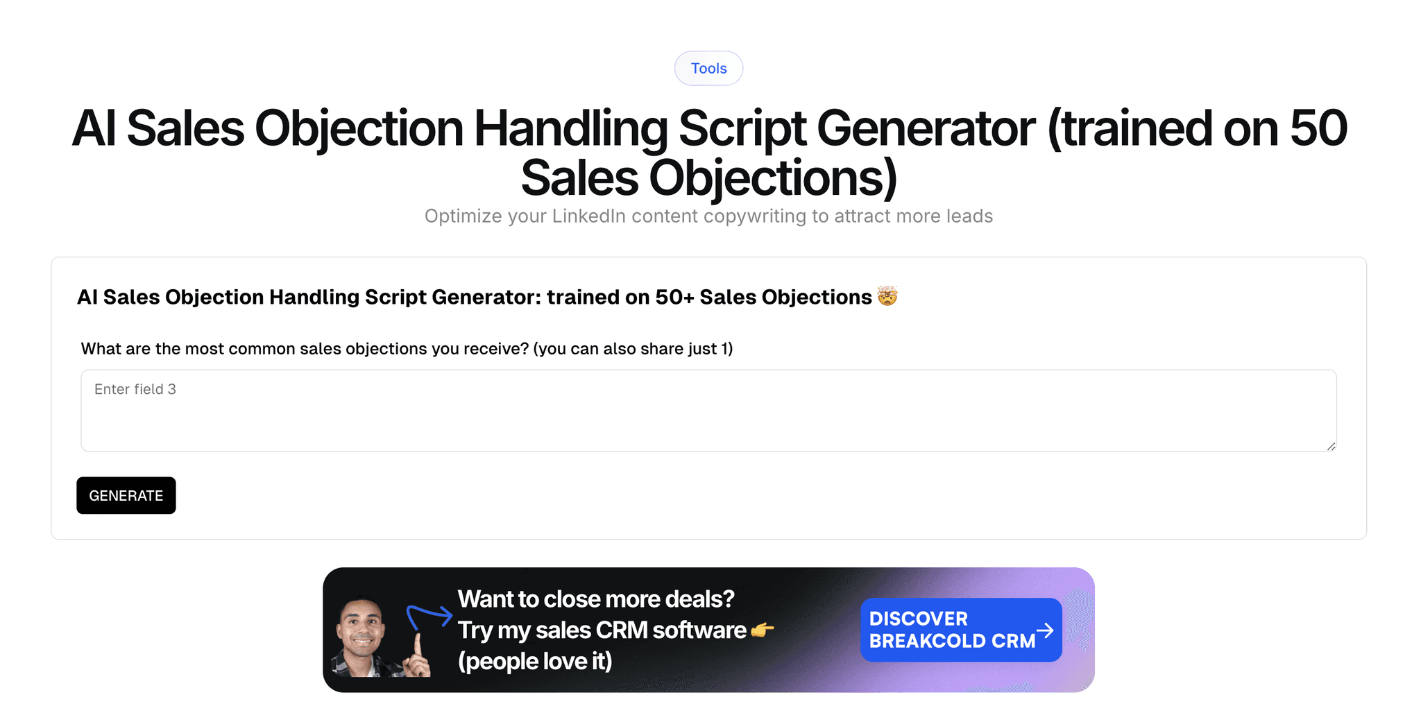 AI Sales Objection Handling Generator