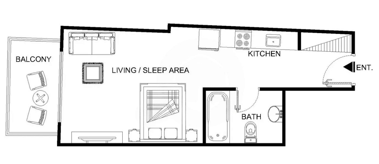 Efficient studio apartment layout in Miraclz by Danube. Expert real estate guidance for savvy property investors.