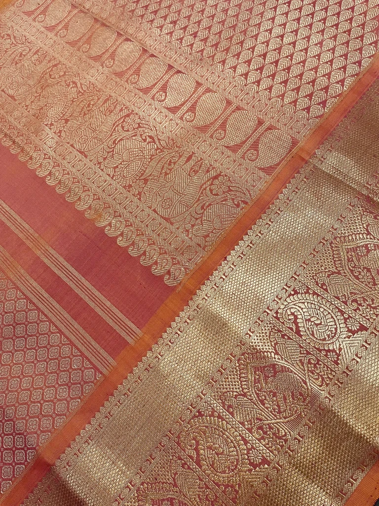 Marmalade Orange Kanchivaram Silk Saree