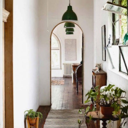 hallway with full length mirror