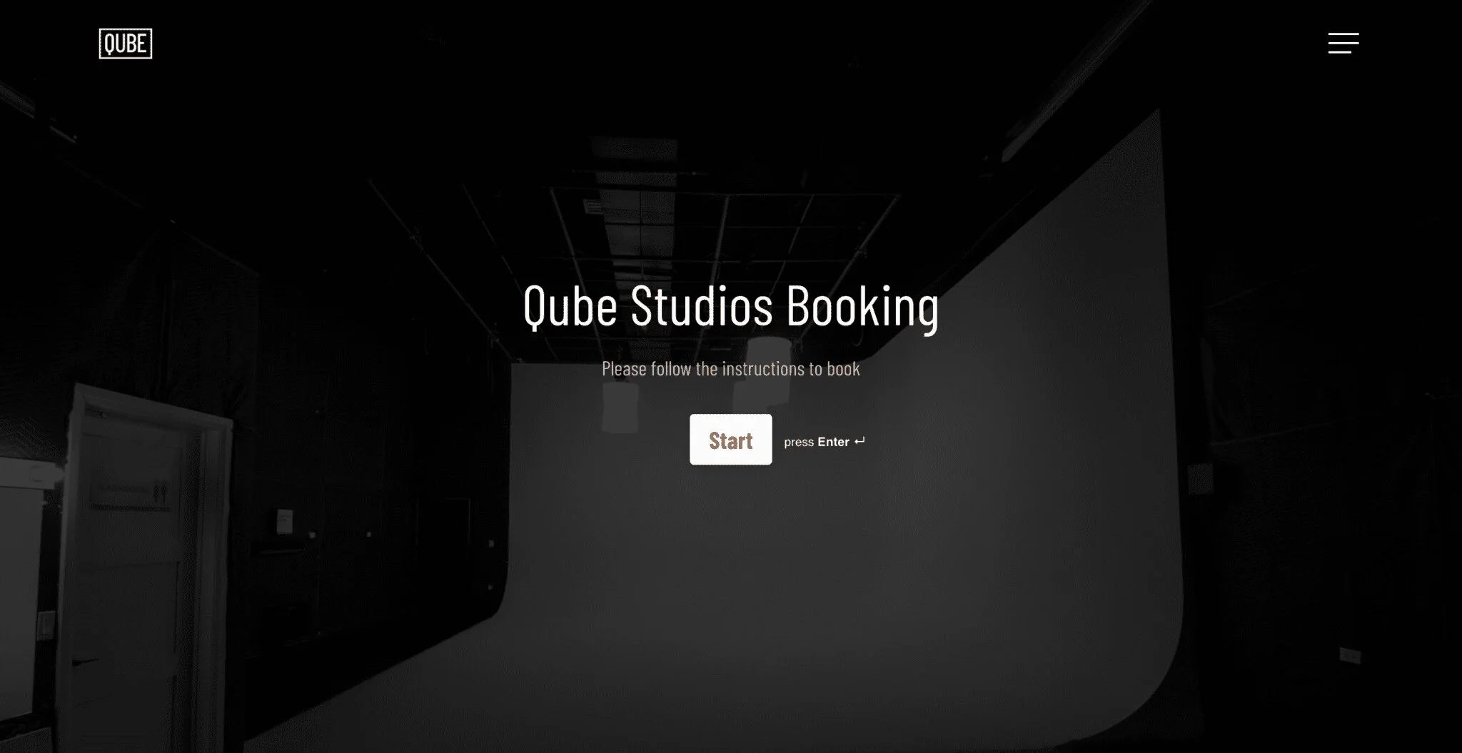 Book Now page for qubestudios website developed & designed by Dreams Agency Mississauga, Ontario