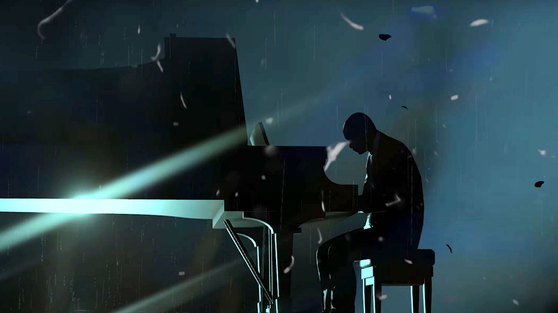 The pianist during Angels Rehearsal