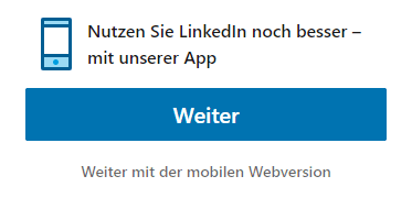 LinkedIn App Auswahl