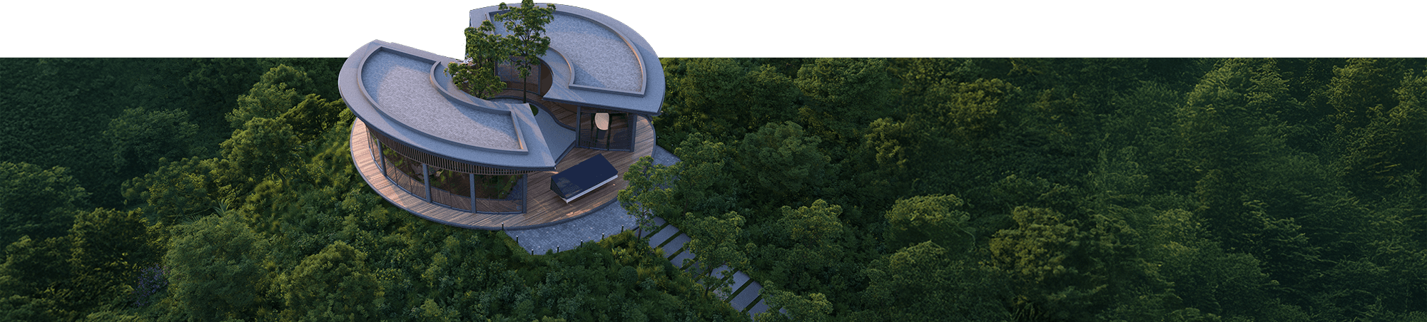 Unispace residence surrounded by forest
