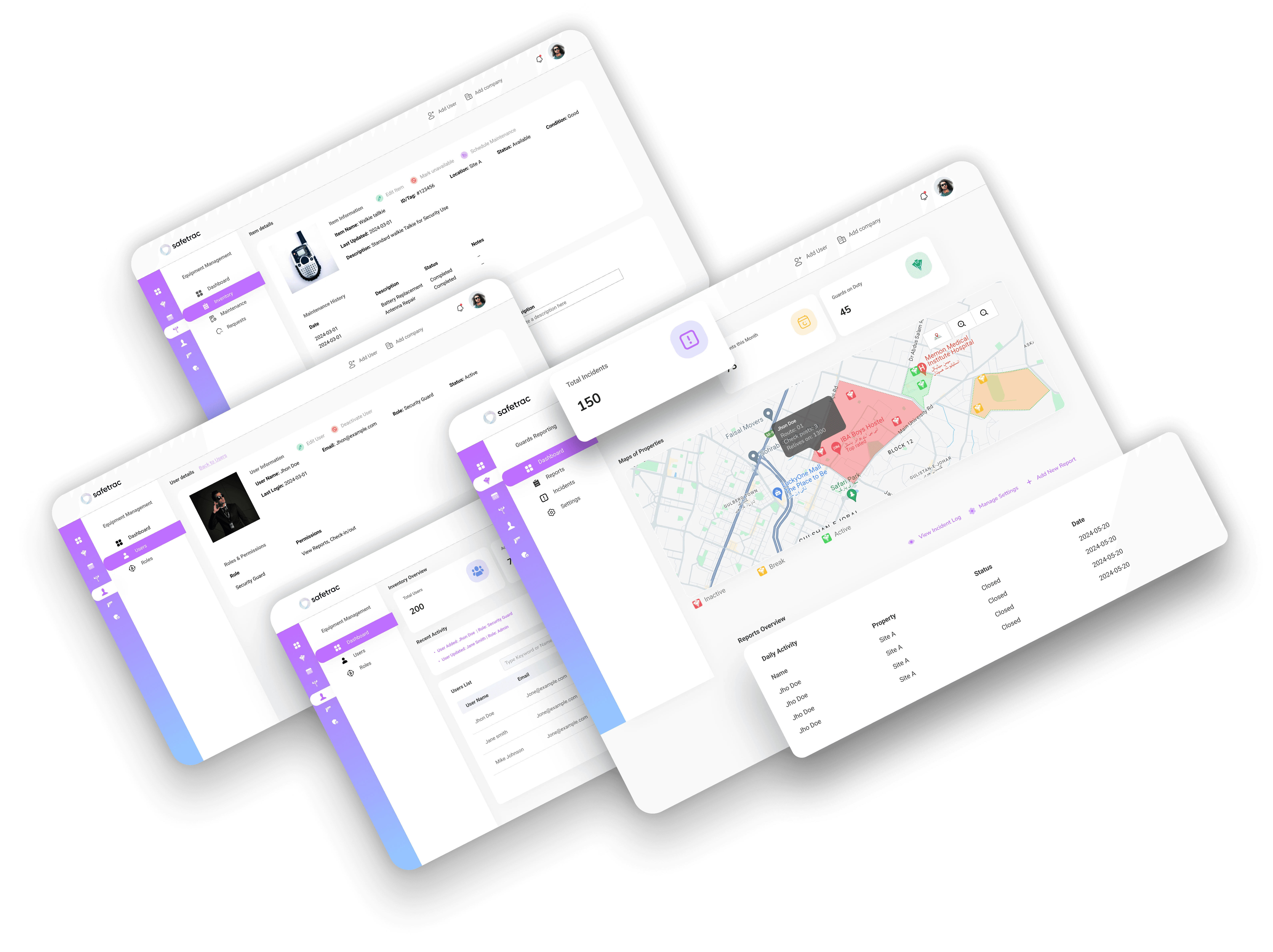 Saftrac – Security Management Web App