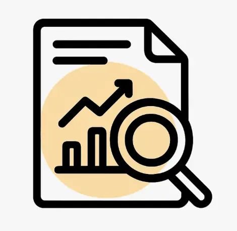 Icône analyse rapports marketing données consolidées recommandations automatiques performances