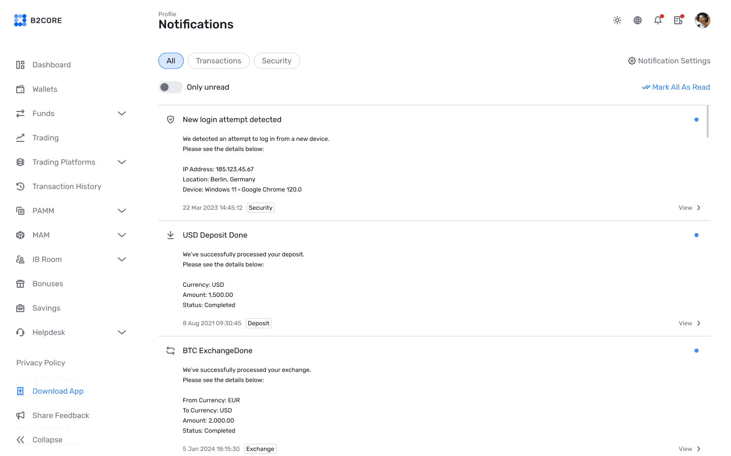 Real-Time Transaction Updates