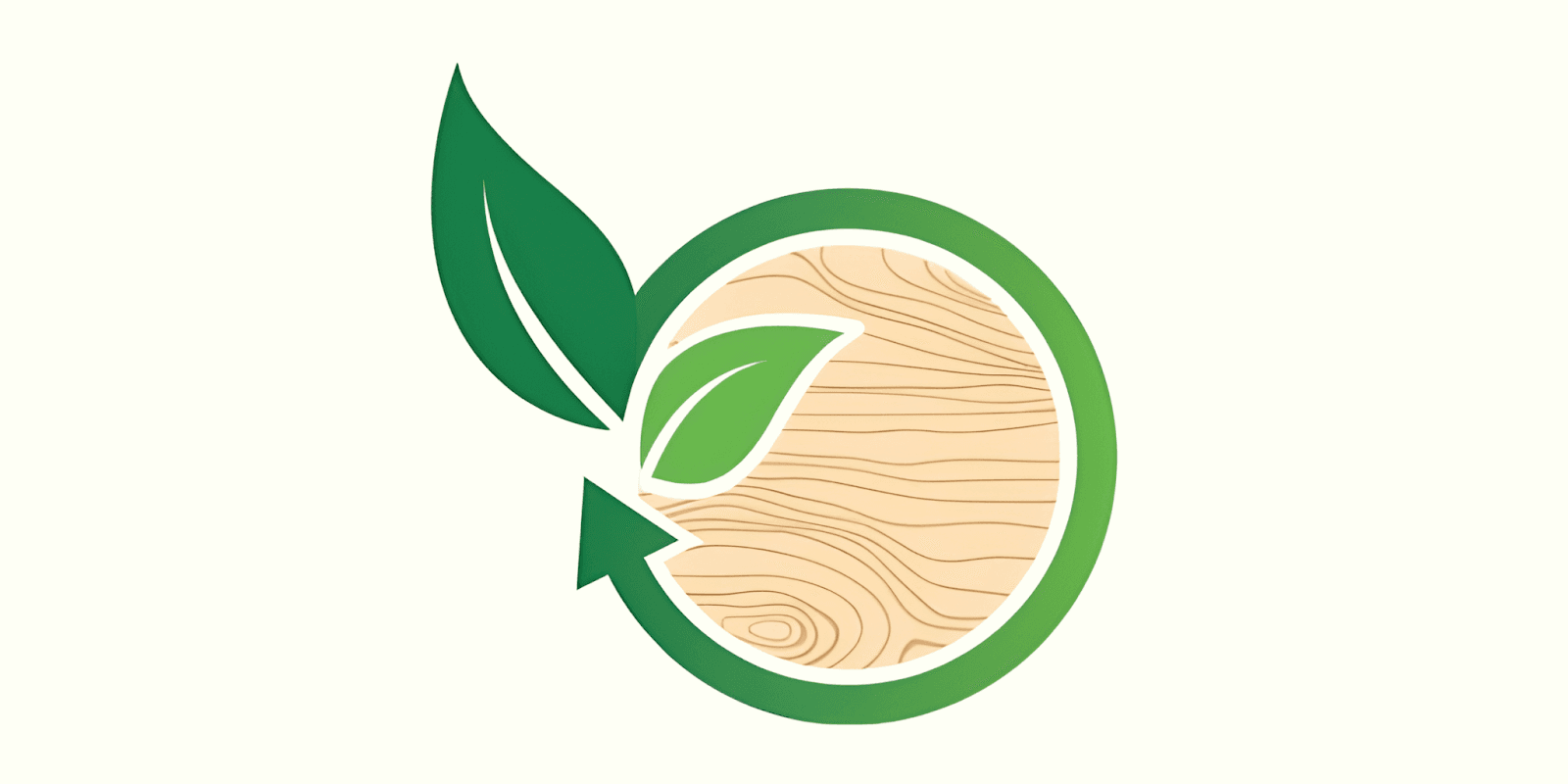 Logo representing wood packaging with green leaves, symbolizing sustainability and the circular economy.