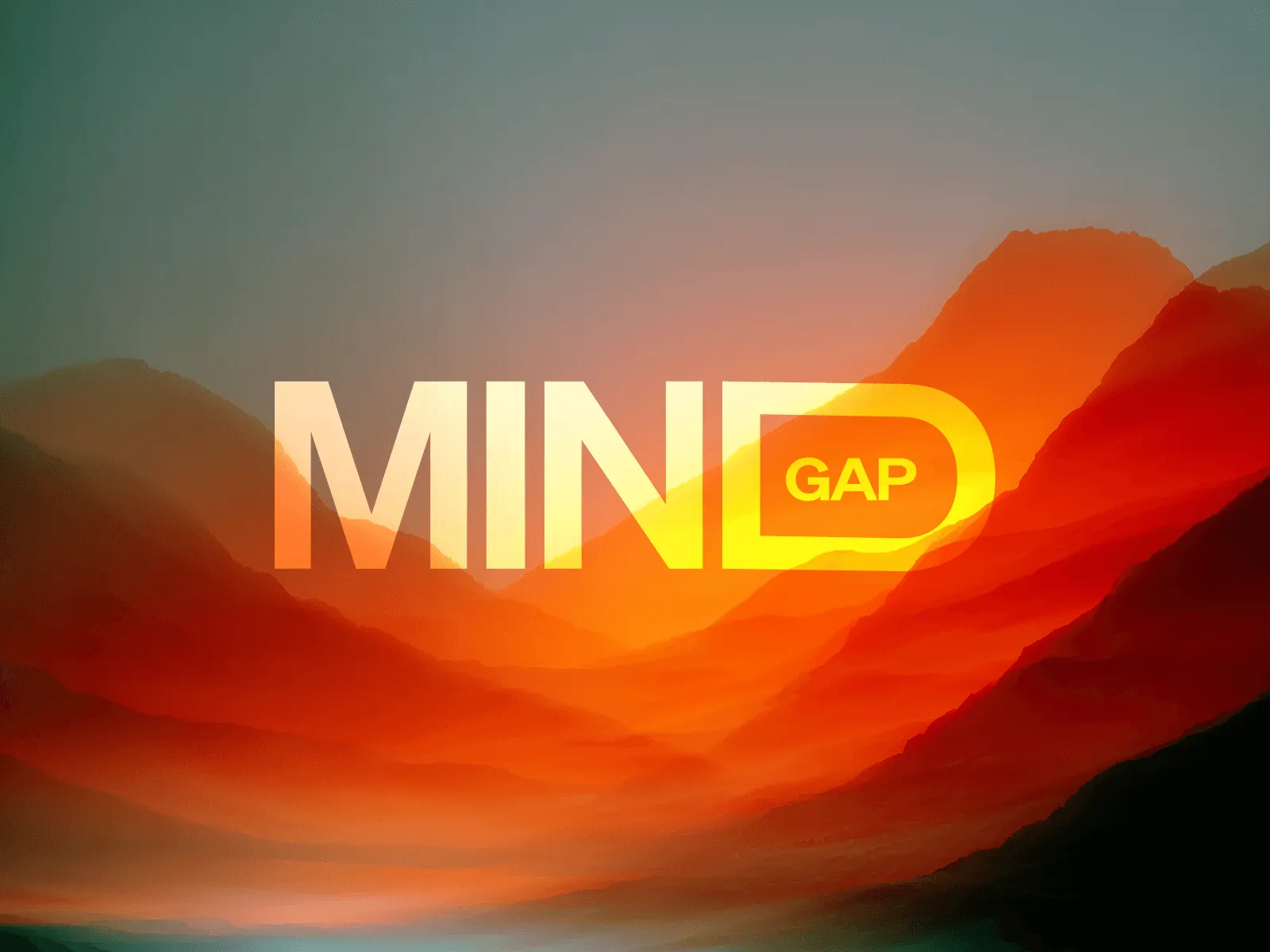 Text "MIND" displayed against a gradient background of soft orange and red tones.