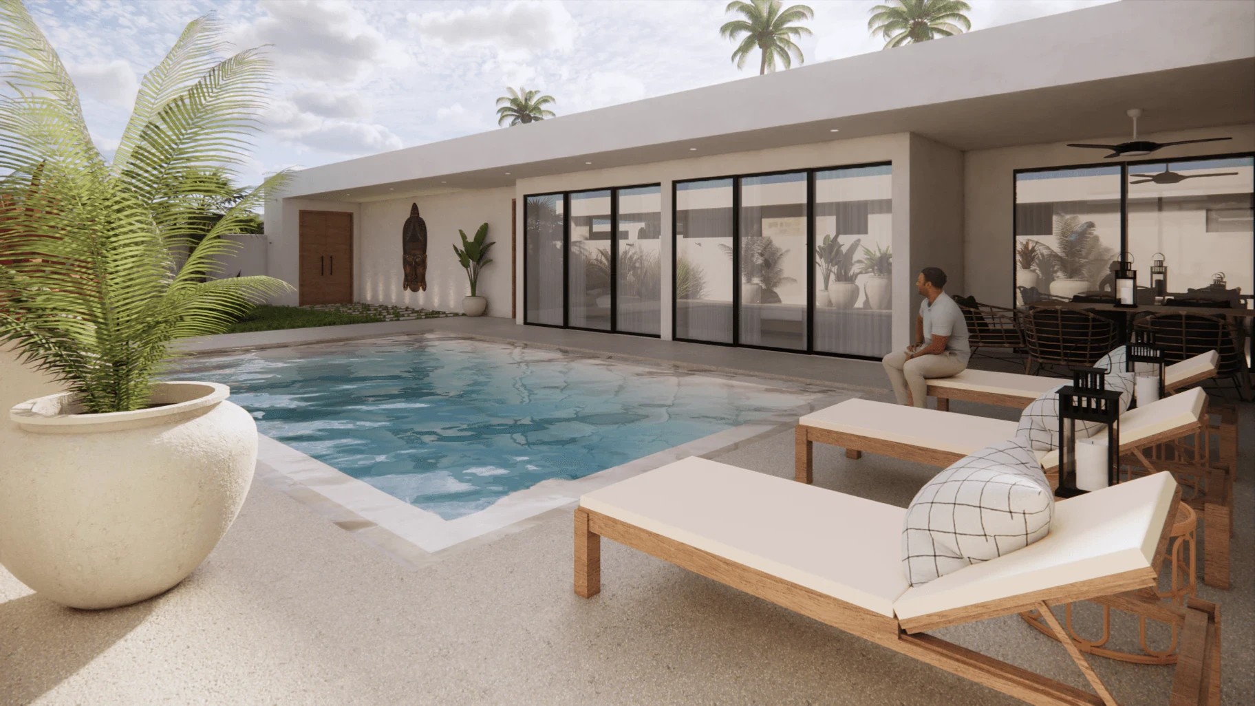 Bazén u jedné z vil v projektu Koh Samui Villas obklopený tropickou zelení