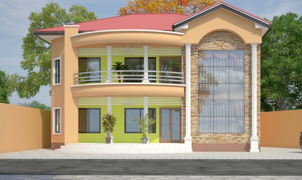 Image 3D de la facade principale du duplex D4-017