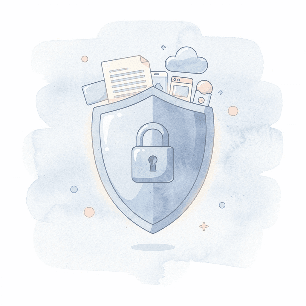 Shield protecting educational elements representing legal compliance