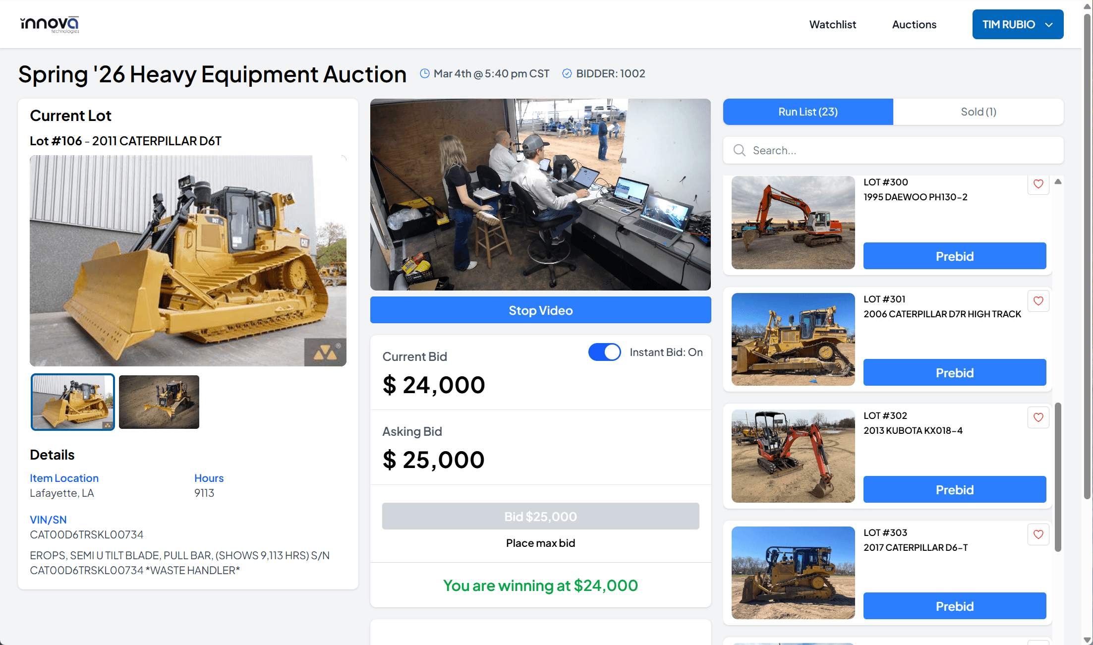 Simulcast auction in action