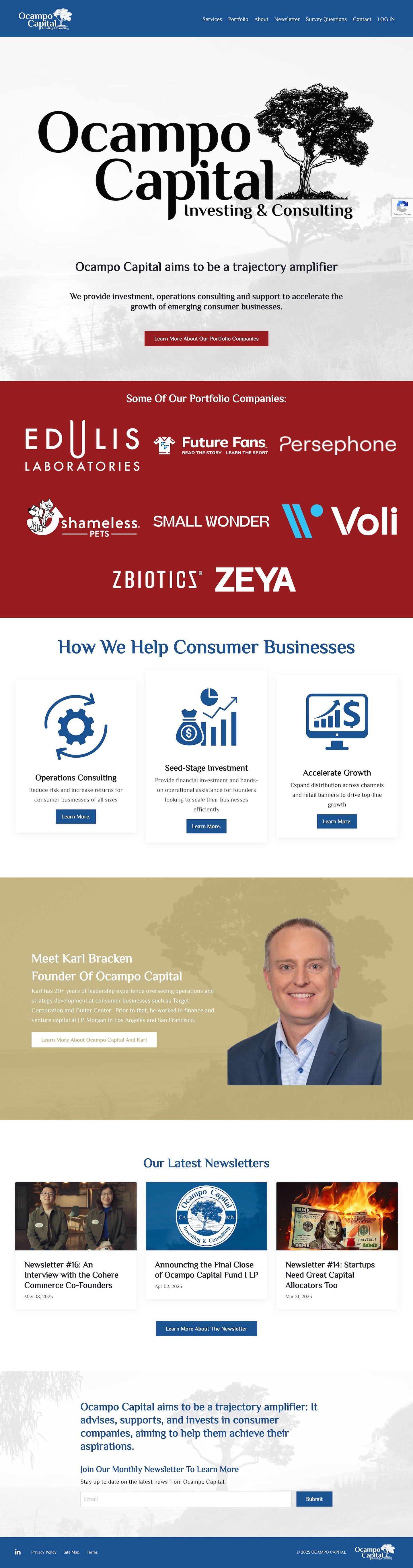Ocampo Capital Website Homepage