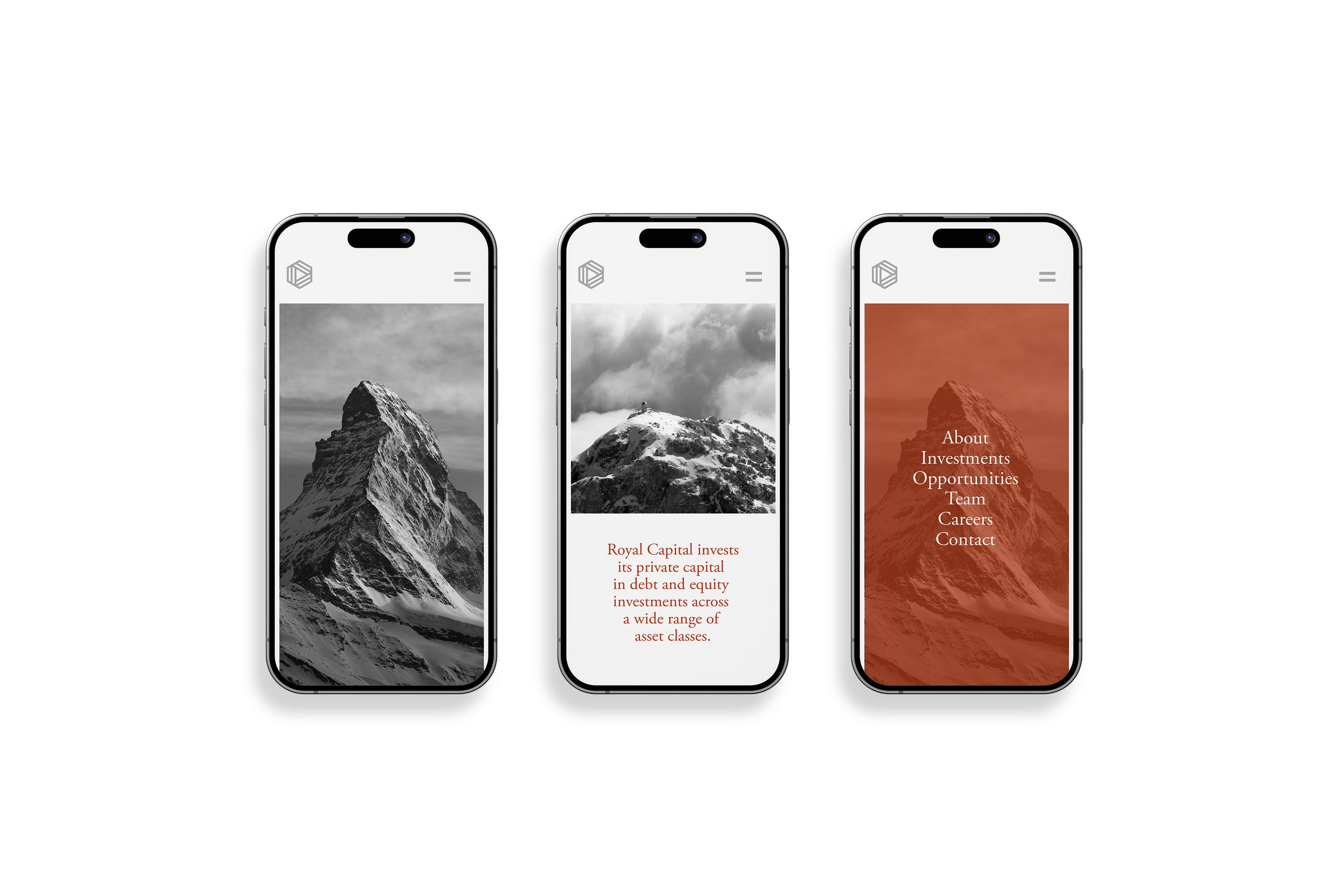 Royal Capital Management website on mobile phone