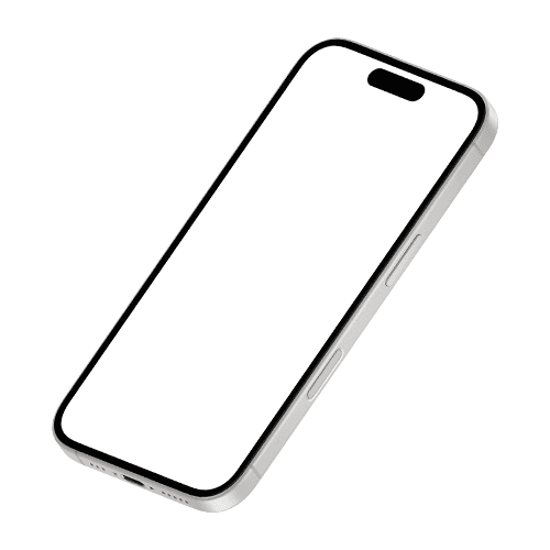 White iPhone 16 mockup upper left view