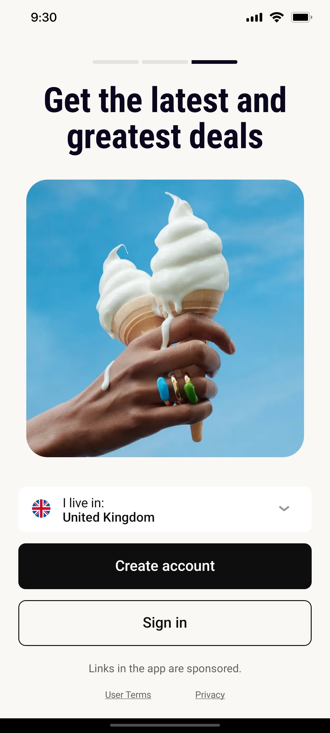 Klarna Create account 3 screen
