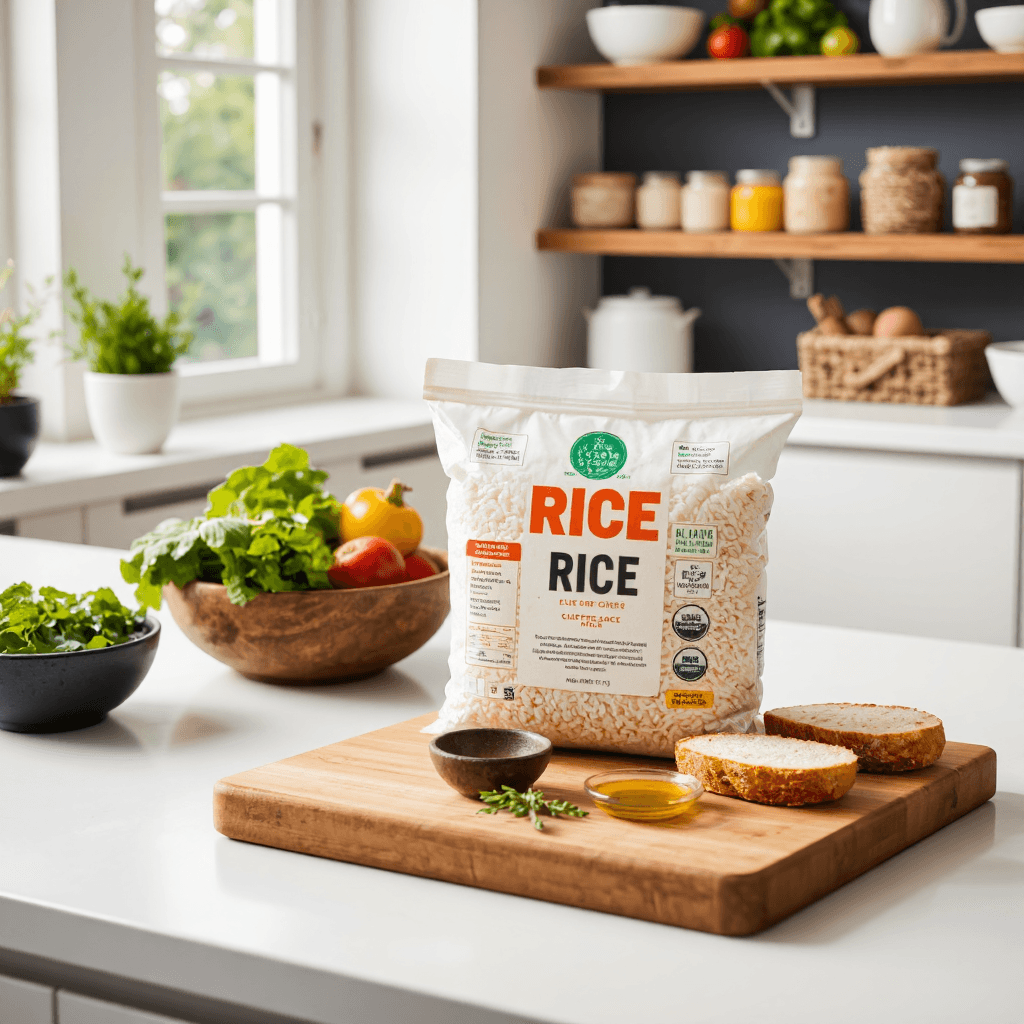 product photography of bag of rice