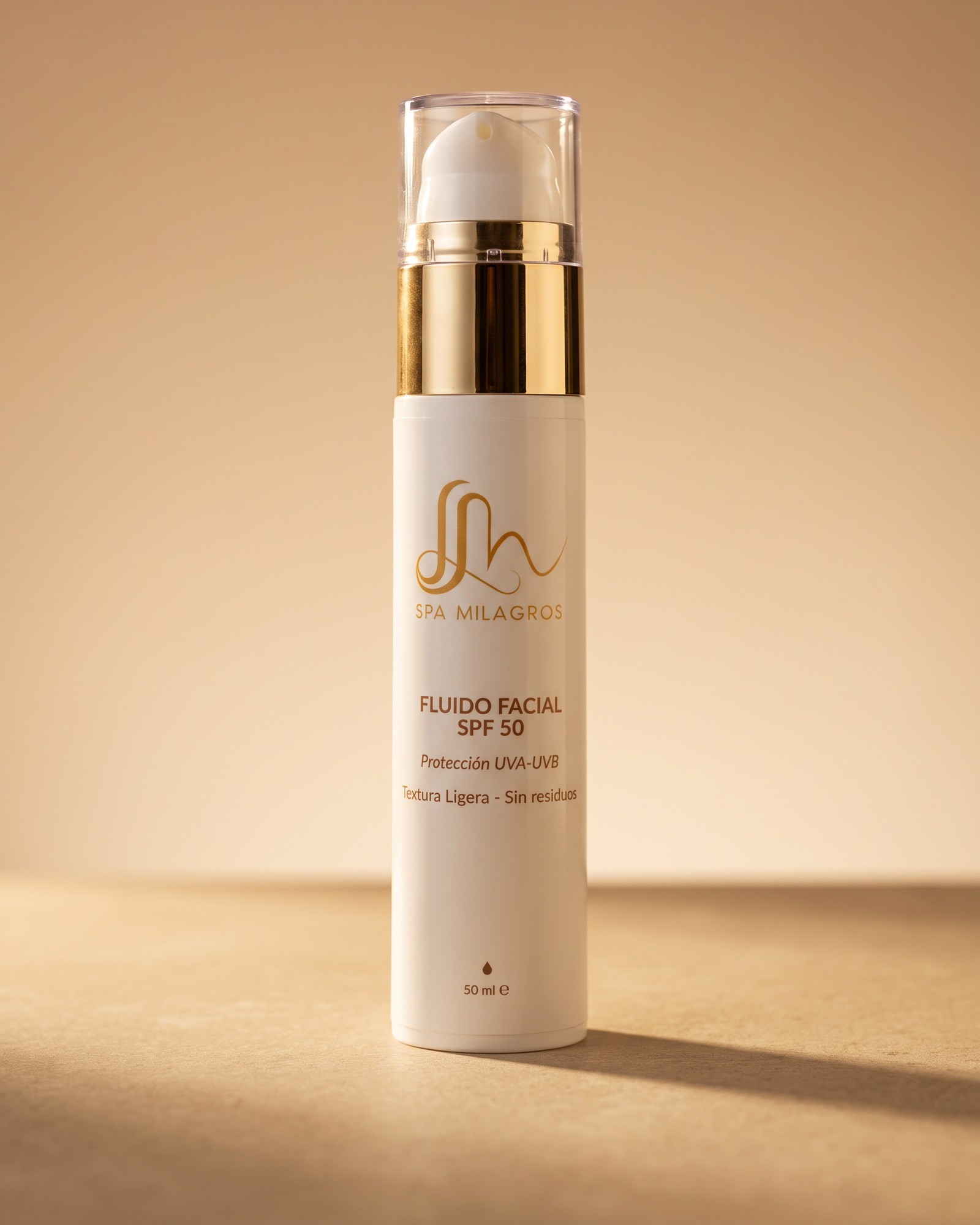 Fluido Facial SPF 50 de Spa Milagros, 50 ml