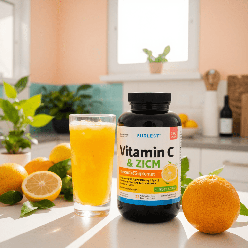 product photography of vitamin C and zinc supplement