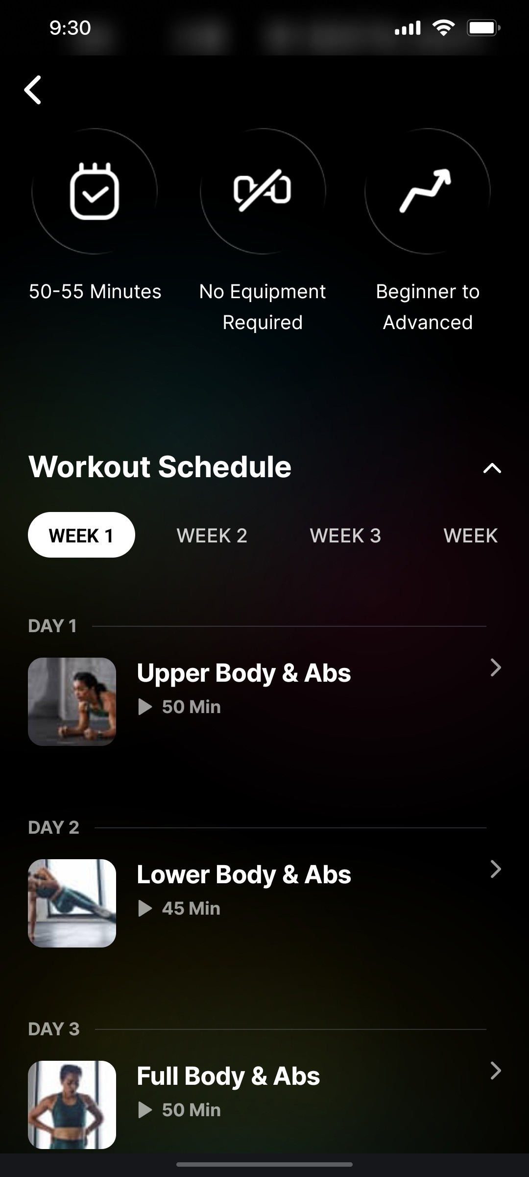 Cult.fit App Workout Schedule Screen