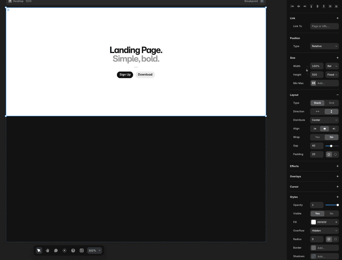 Interface de Framer
