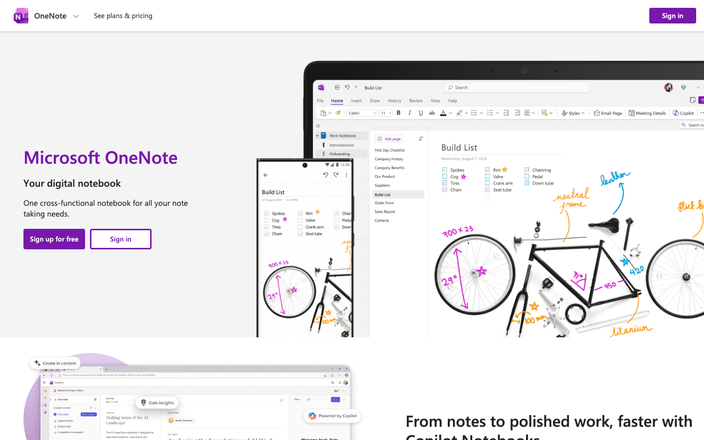 Microsoft OneNote interface