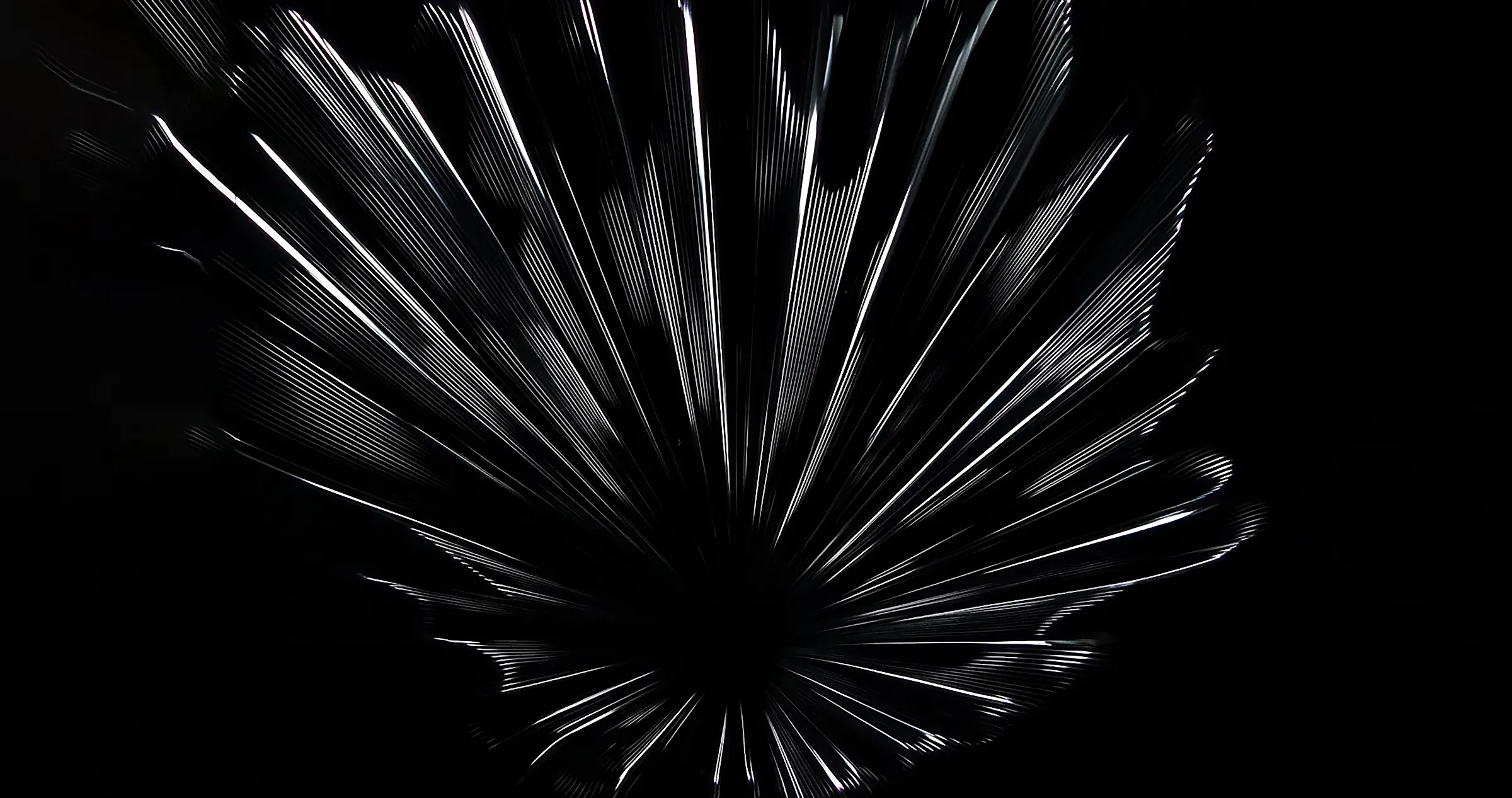 Radiant Abstract Lines Abstract silvery lines radiating dynamically against a dark background, creating a striking contrast and sense of energy.