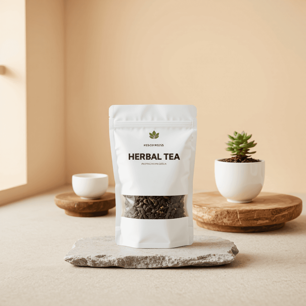 product photography of a bag of herbal tea