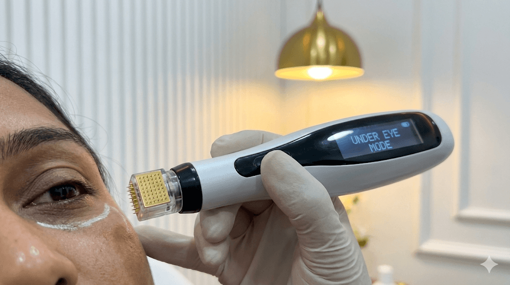 Close-up of the small, precise MNRF tip designed for delicate areas like the eyes.