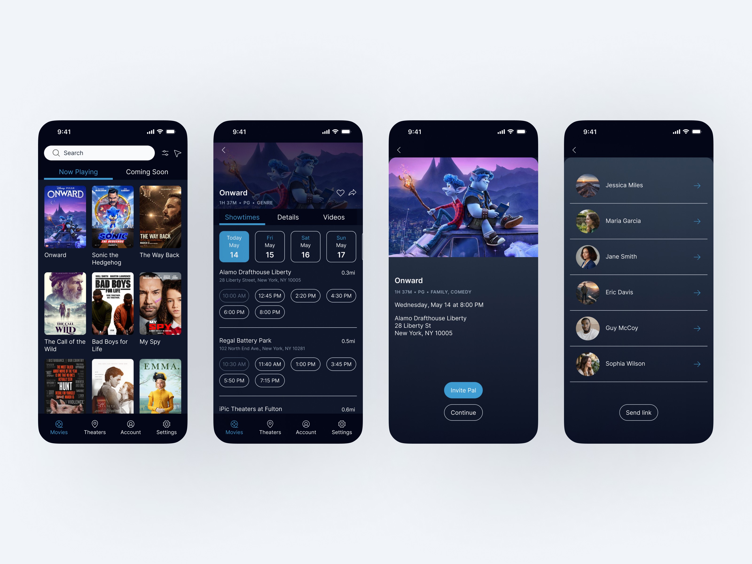 UI screens for MoviePal.