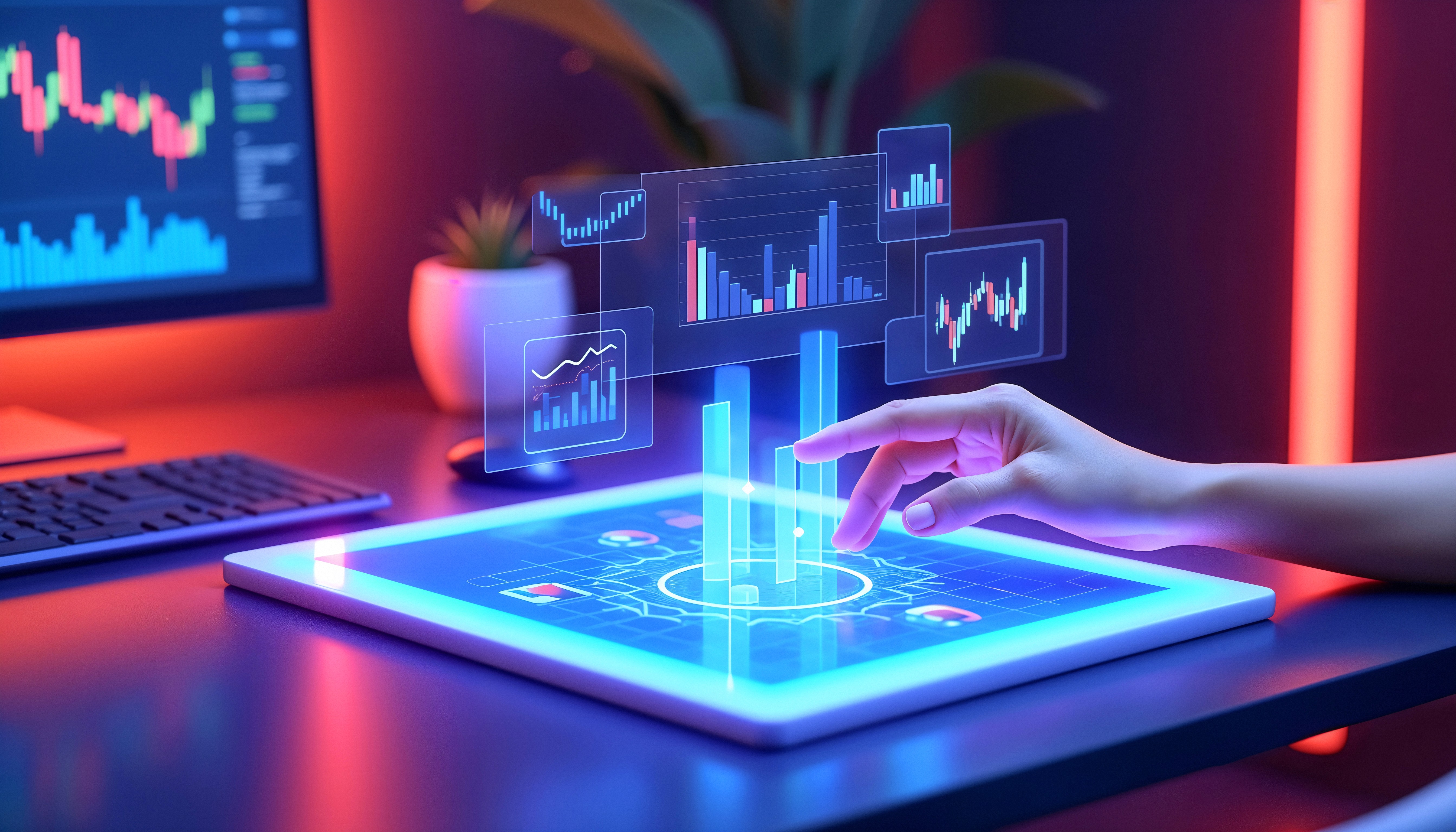 Visualización de datos financieros en una plataforma digital, con gráficos interactivos que representan el control y análisis financiero para empresas.