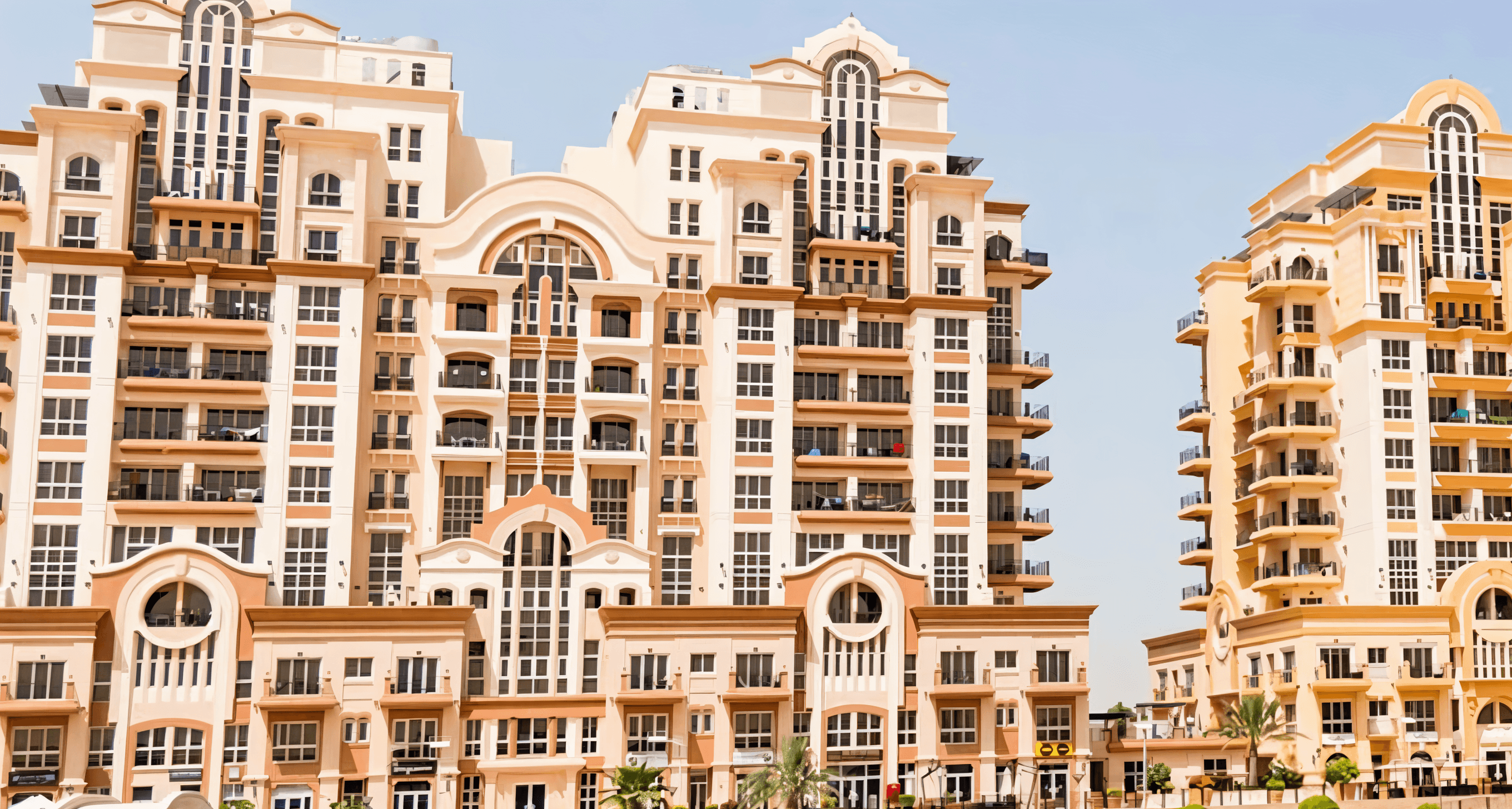 A cluster of skyscrapers in Dubai Sports City, highlighting the modern architectural landscape of the area.