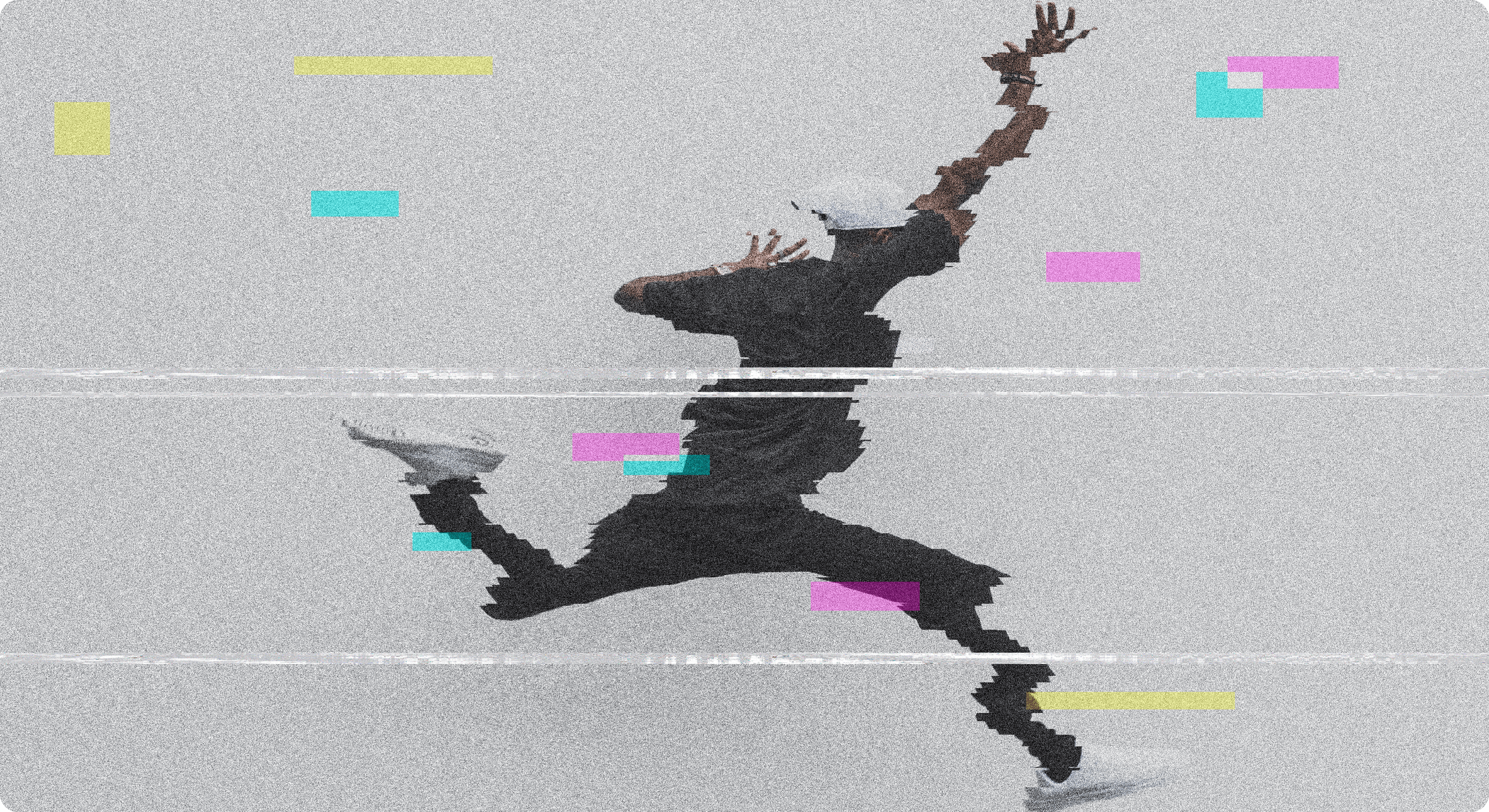 Man jump on glitch effect