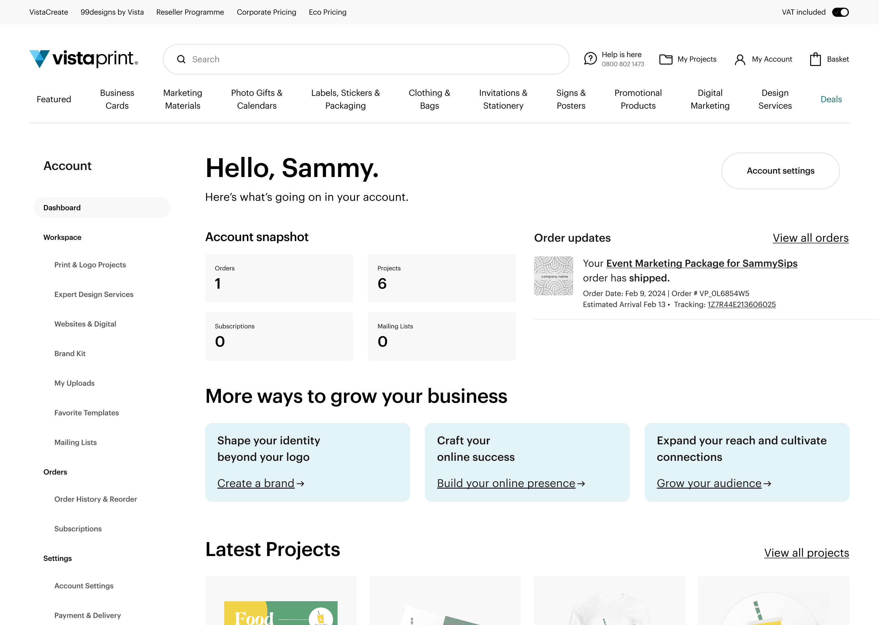 design Sprint prototype my account page