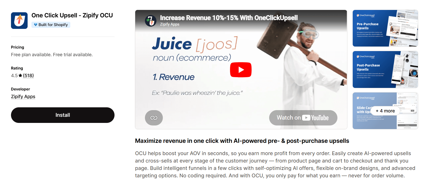 One Click Upsell ‑ Zipify OCU on the Shopify Store