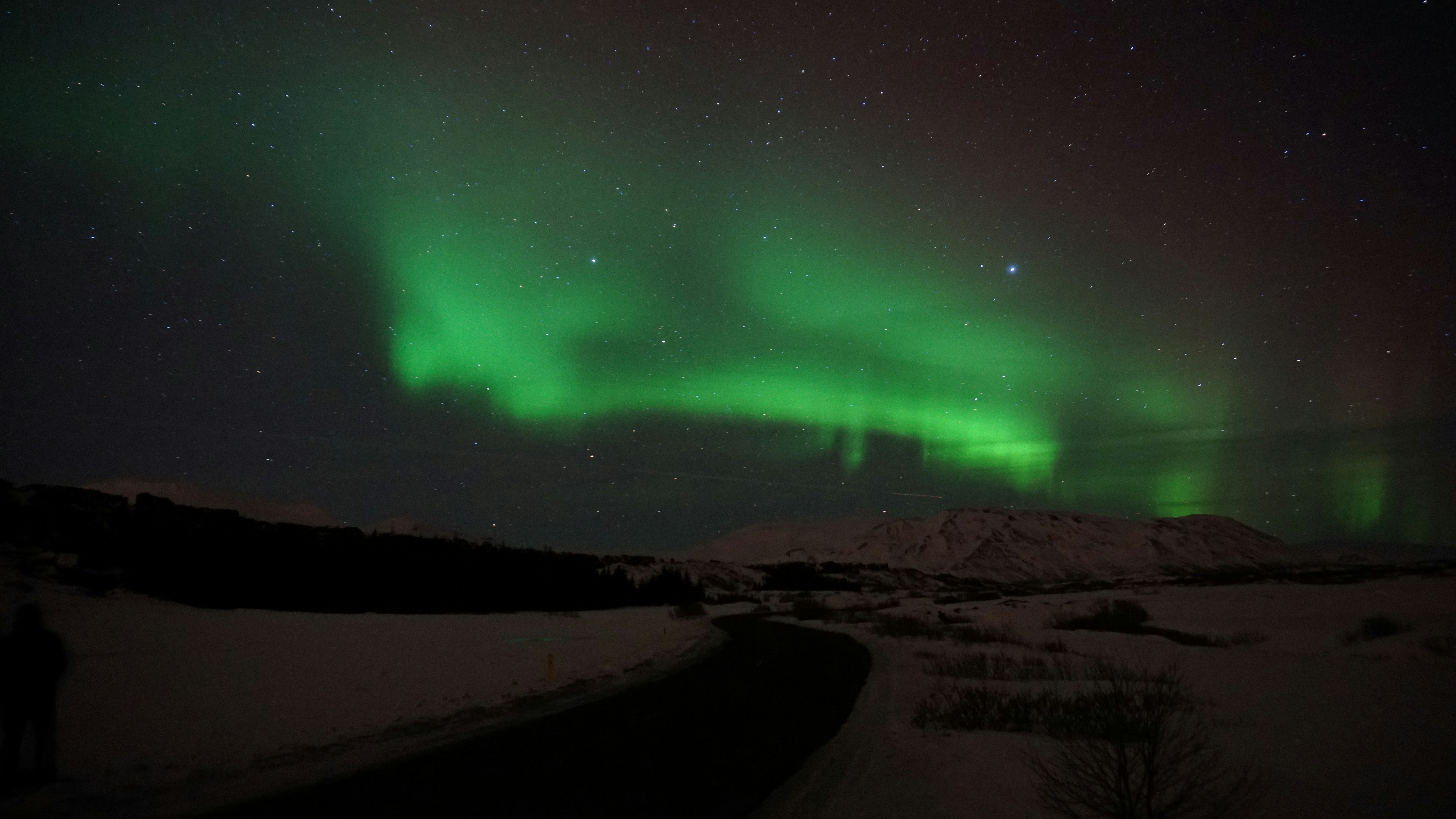 Northern lights just outside Reykjavík.