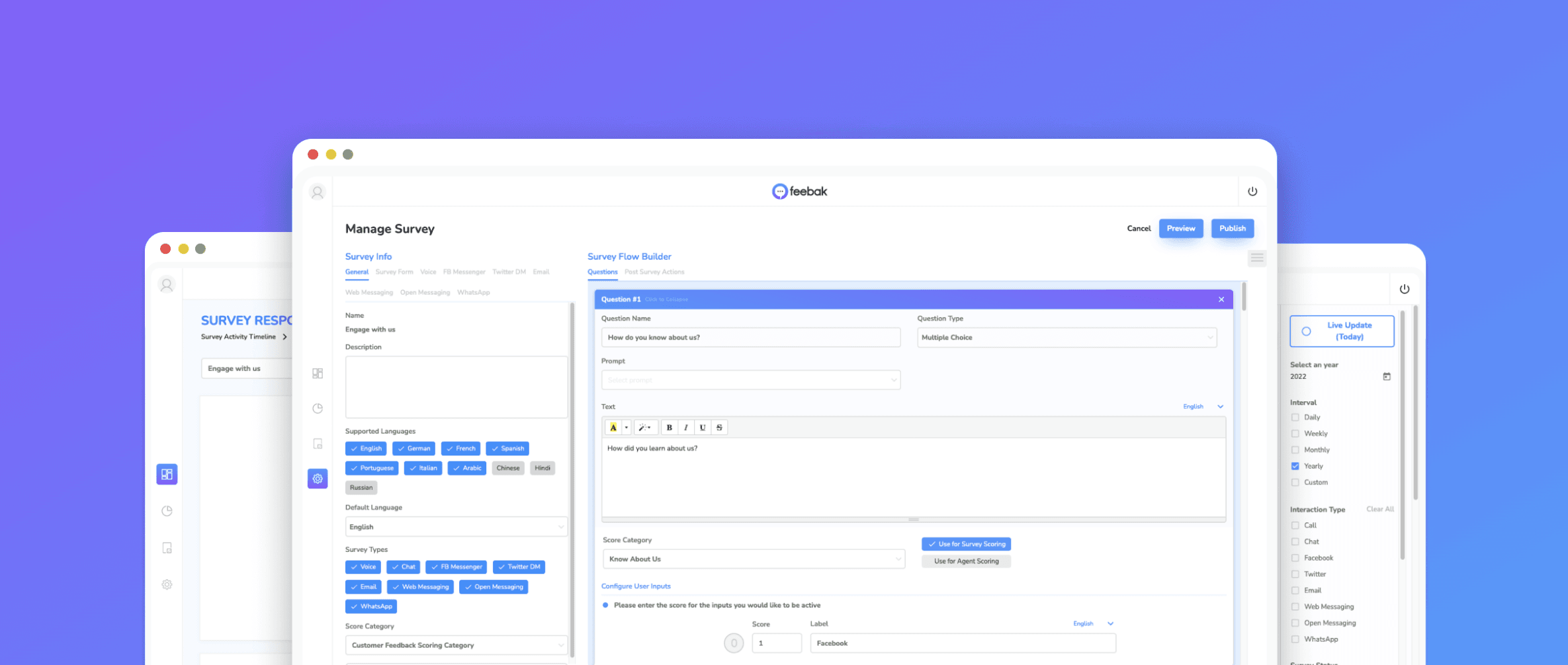 Feebak product Screens