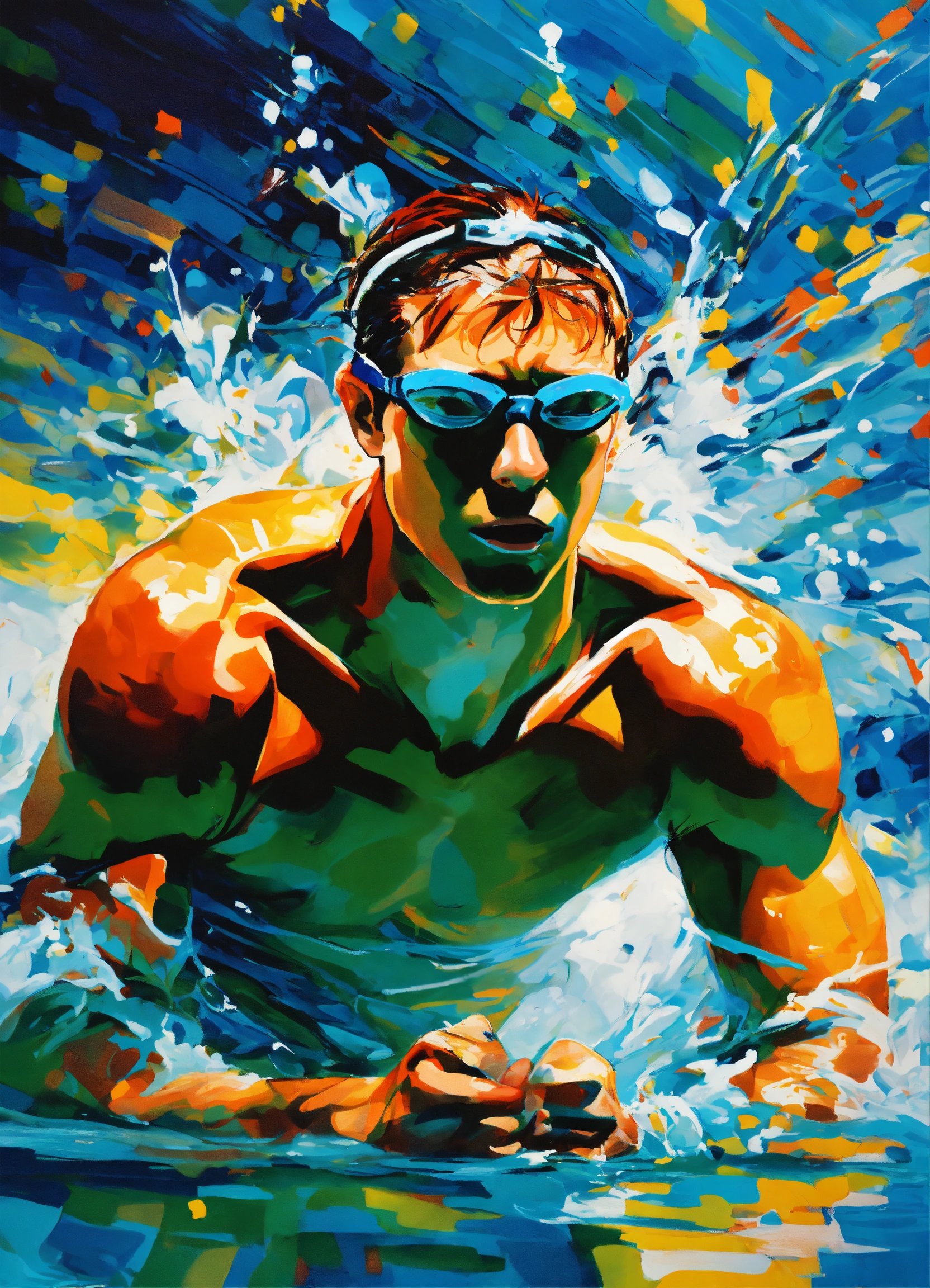 Homme plongeant la tête sous l'eau