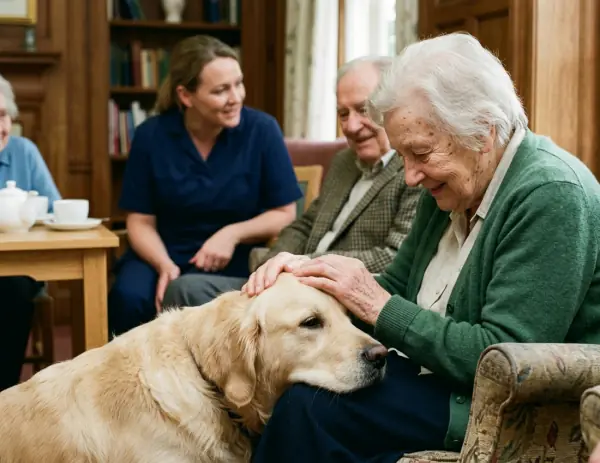 A visit from the therapy dog