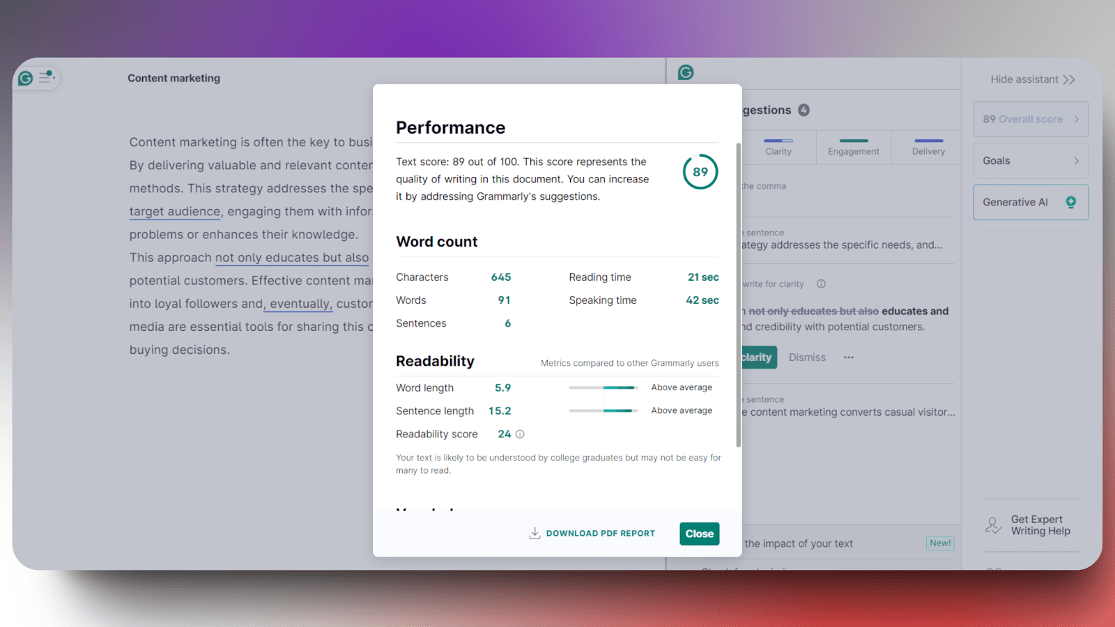 Jasper -Content score