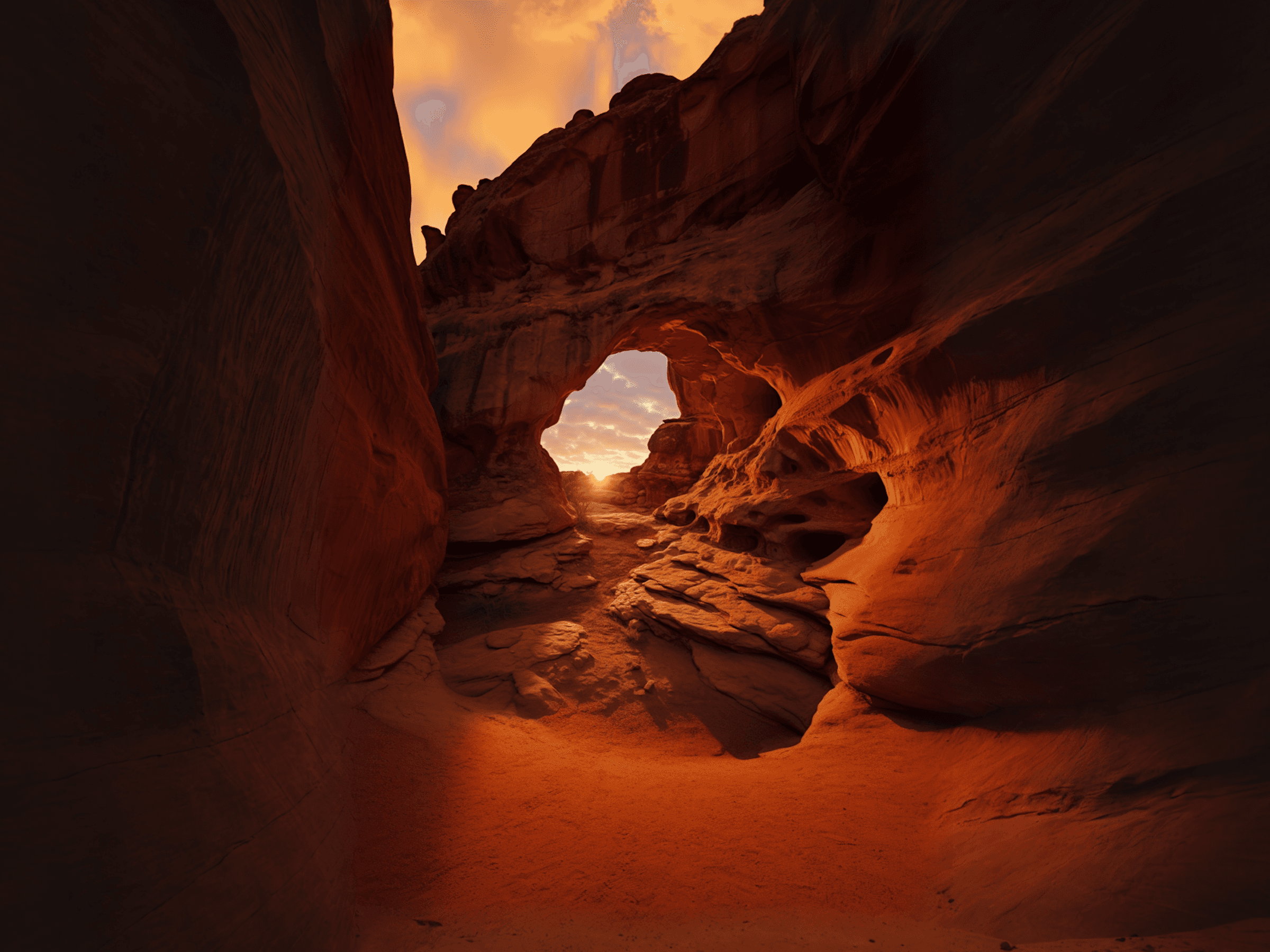 Night view of desert camp with lanterns and stars in the sky