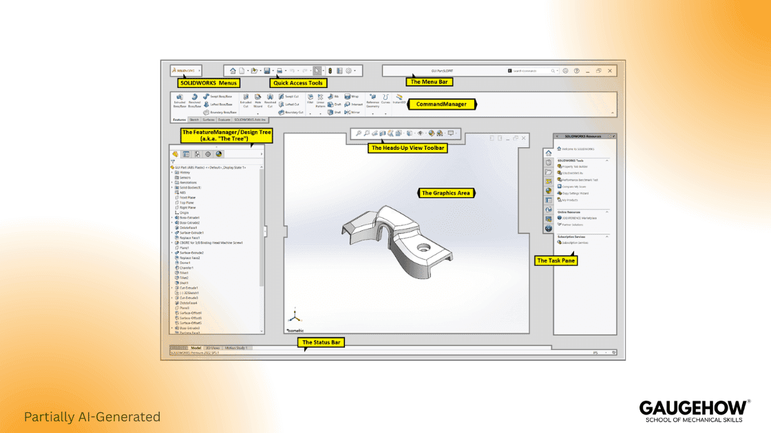 SolidWorks Simulation interface feature tree commandmanager