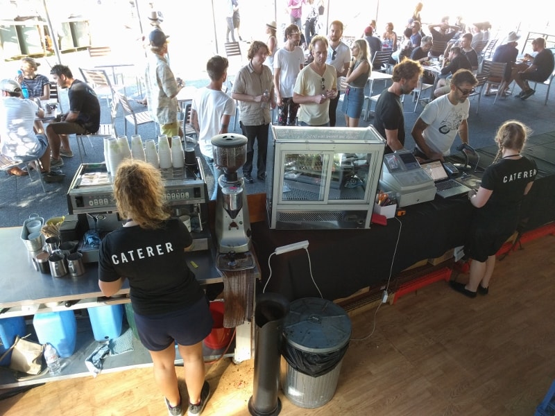 Catering service area and guest tent at Falls Festival