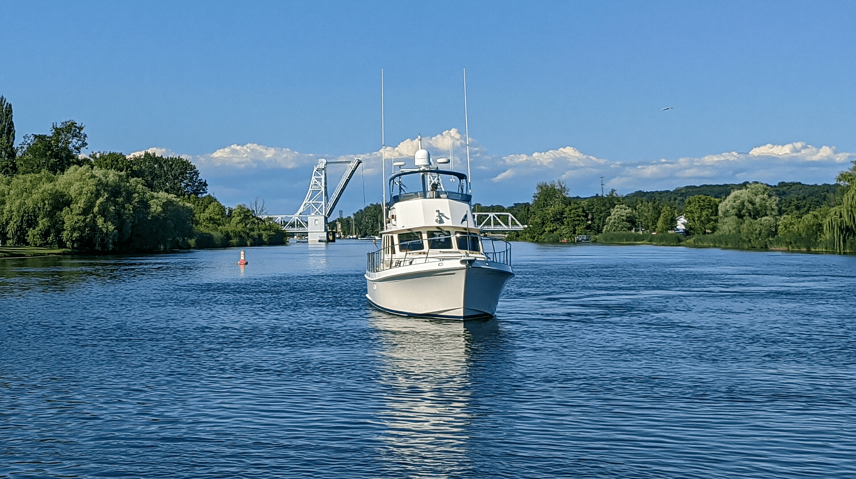 Boat transitioning after a bridge